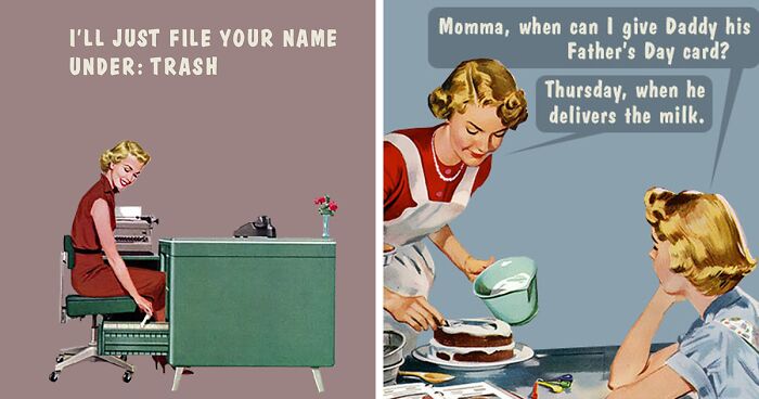 30 Greeting Cards Featuring Witty Dialogues And Vintage Style by 'Bluntcard'