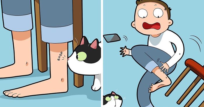 30 Fun Comics By Lingvistov That Perfectly Capture The Realities Of Living With A Cat (New Pics)