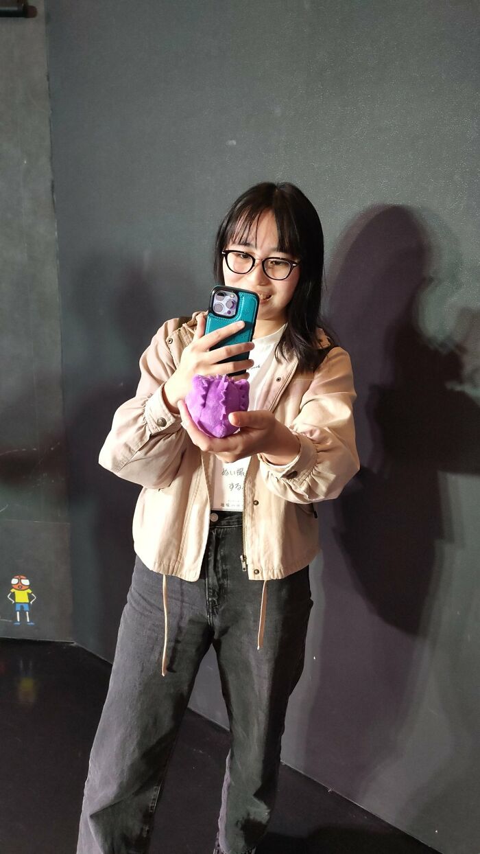 A Person Taking Pictures Of A Plush Toy