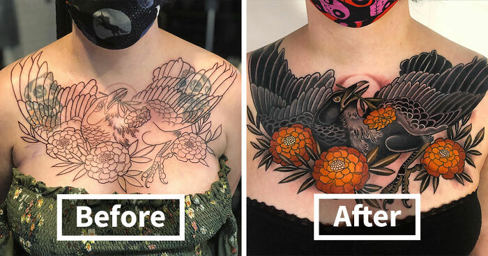 Tattoo Redo: 80 Before-And-After Pictures Of Tattoo Artists Tastefully Hiding Past Mistakes (New Pics)