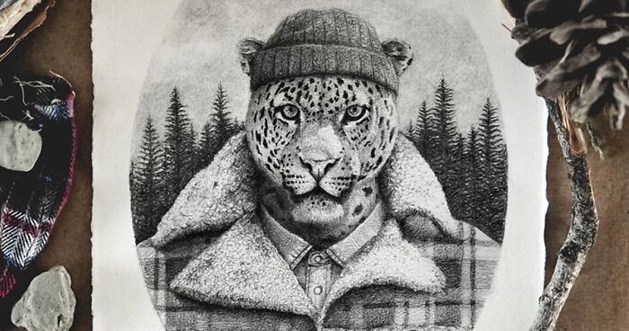 I Illustrated Animals In The Style Of Vintage Human Portraits (26 Pics)