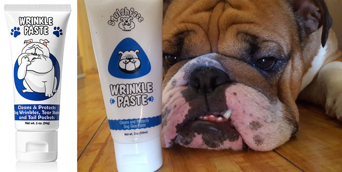 Wrinkle Paste: A grime-busting, tear-stain removing, and wrinkle cream for dogs that soothes itchiness and promises to keep their skin clear and happy for all breeds.