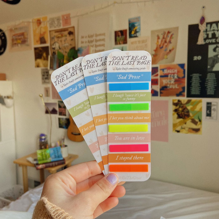 Annotating Bookmark: Hand-crafted, thematic markers to effortlessly track their favorite Taylor Swift based romantic, funny, and quotable passages.