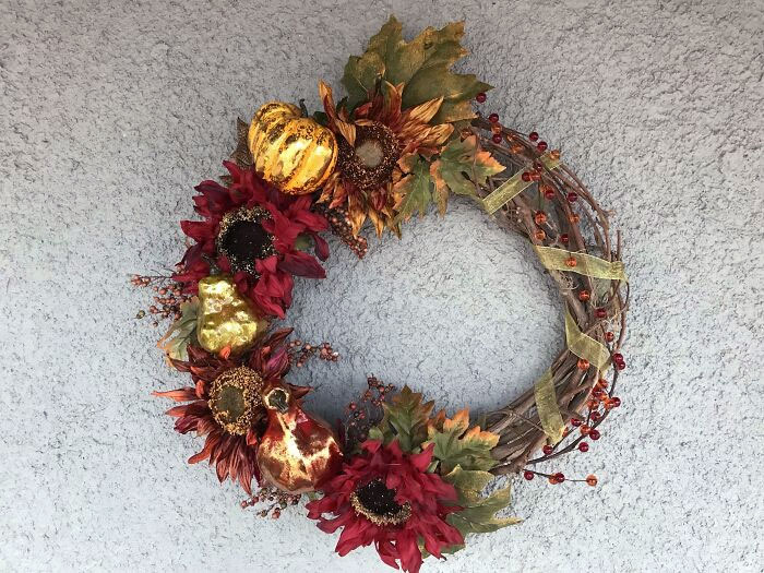 Another Thanksgiving/Fall Wreath I Made Today. Almost Time To Start Christmas