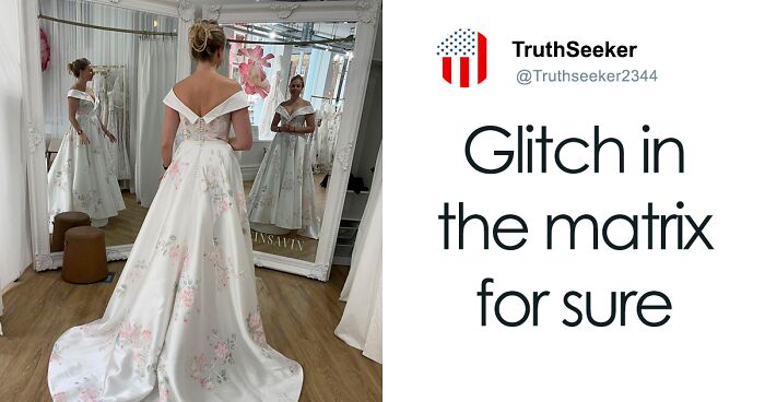 “Magic Mirrors”: People Perplexed After Noting An Odd Detail In A Woman’s Wedding Dress Photo