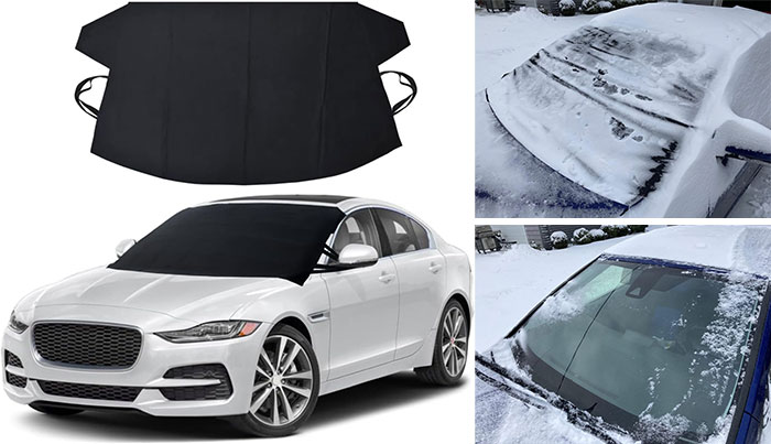 Windshield Cover For Ice & Snow: No more early morning snow scraping with this durable, all-weather windshield cover, compatible with most vehicles and designed to withstand even the roughest winter conditions.