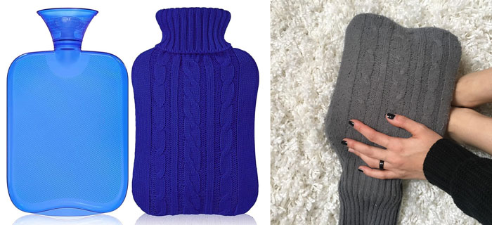 Hot Water Bottle With Cover Knitted: Perfect for pain relief, warming your hands & feet, and even reducing swelling, all while delivering a classy and comfortable touch to your winter essentials.