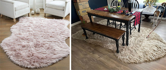 Fluffy Faux Fur Rug: Offering a warm, plush alternative to winter chills, enhanced by the reassurance of a slip-resistant backing suitable for high traffic – plus, it's machine washable!