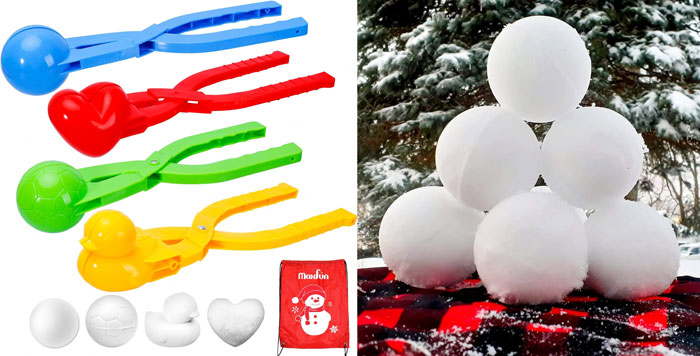 4 Pack Snowball Maker: The perfect snow toy set to keep your hands warm and create endless rounds of snowball fun for kids and adults alike.