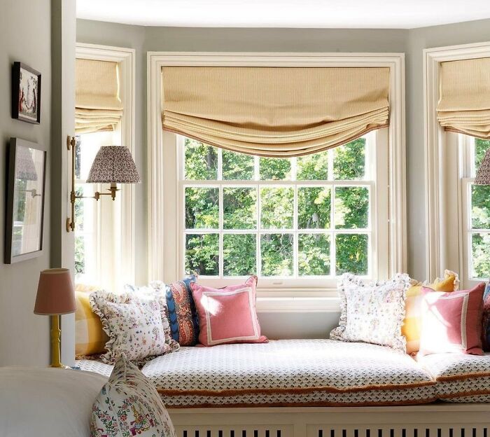 The Dreamiest Bedroom Window Nook Featuring Our Beloved Mustard Great Check Cushions
