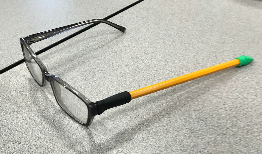 My Friend's Glasses Broke, So This Is How He Decided To Fix Them