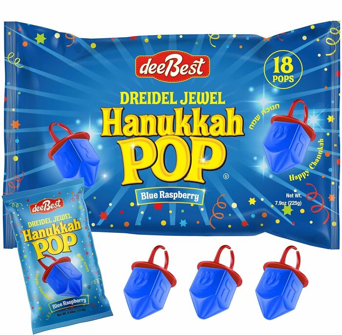 Hanukkah Dreidels Jewel Pop Ring Shape Candy: Because who doesn't adore jewel-themed deliciousness that also serves as trendy decor?