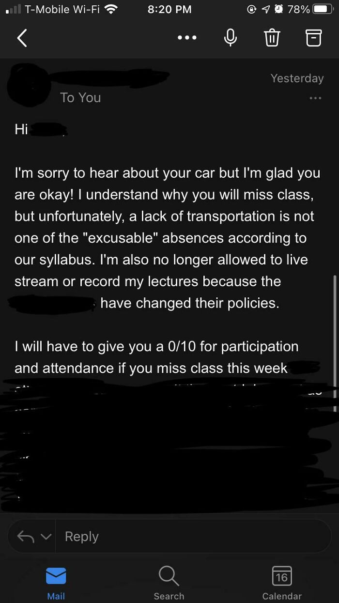 Imagine Getting Into A Literal Car Accident And Still Be Expected To Attend Class🥲 Has Anyone Ever Been In A Similar Situation Before?