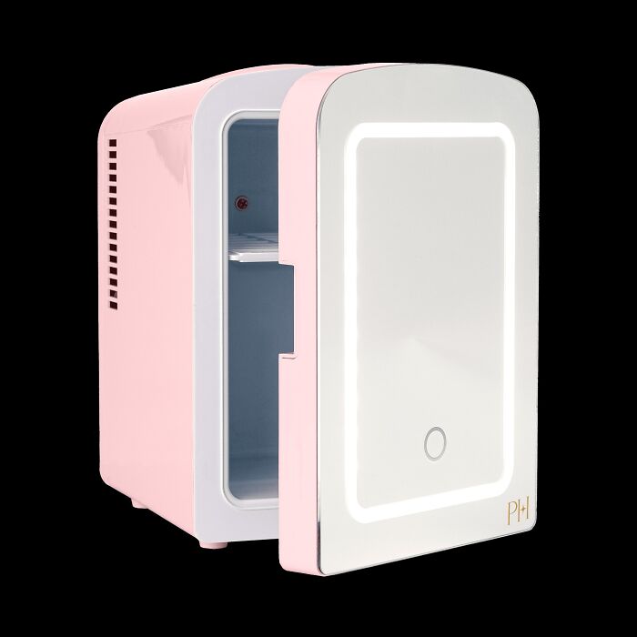 Glamour Chill Zone: Paris Hilton’s Mini Refrigerator - The Personal Beauty Fridge With A Lit Mirror Door For Your High-End Skincare Rituals