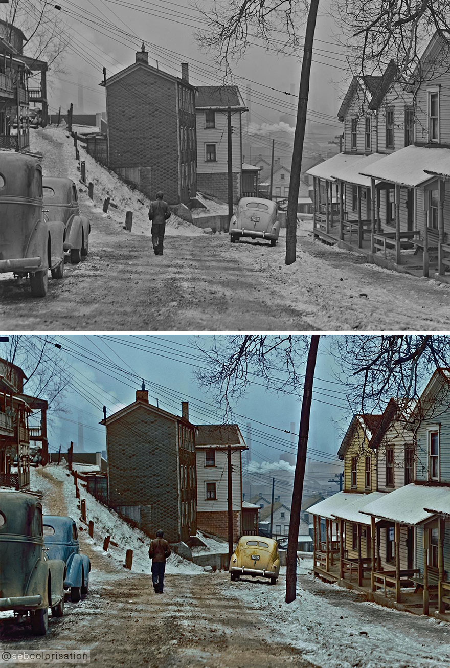 Street In Aliquippa, Pennsylvania, January 1941