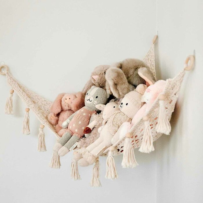 Use Hanging Stuffed Animal Holder to Organize Stockpile - Savings