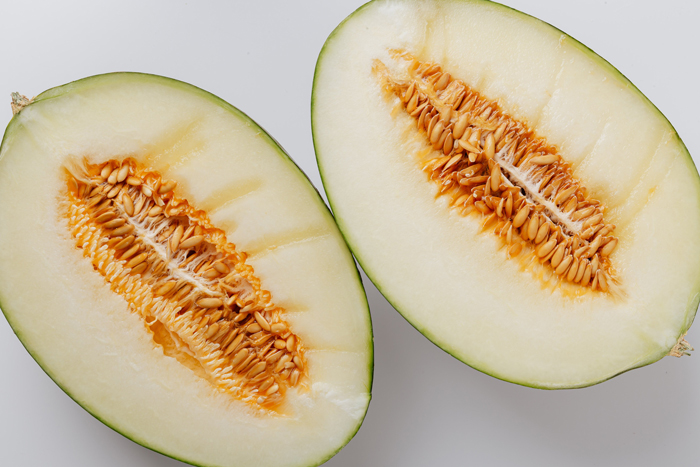 Cantaloupe cut in half 