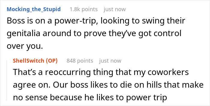 Boss Immaturely Threatens To Write Worker Up For Wearing A Sweater After Clocking Out