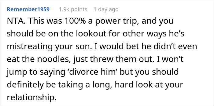 Stepdad Eats All Of 12 Y.O.’s Imported Noodles Without Permission To Make A Point, Mom Loses It