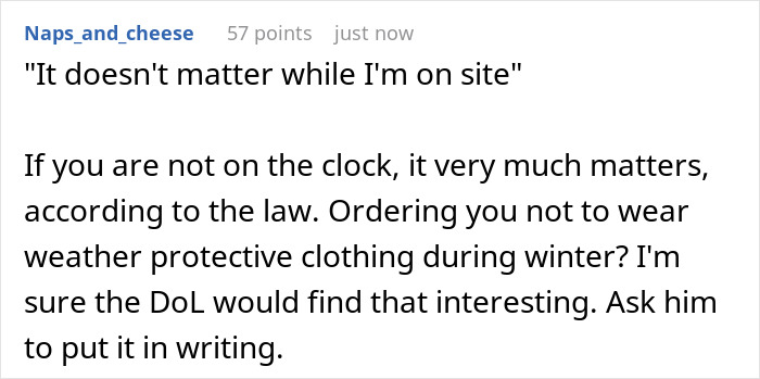 Boss Immaturely Threatens To Write Worker Up For Wearing A Sweater After Clocking Out