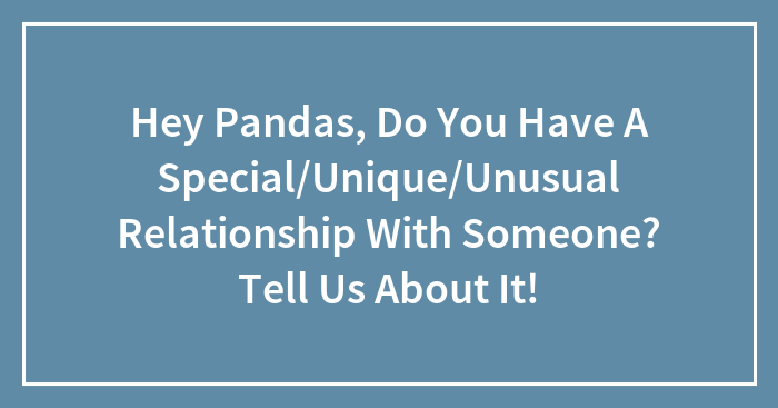 Hey Pandas, Do You Have A Special/Unique/Unusual Relationship With Someone? Tell Us About It! (Closed)