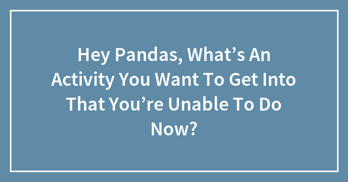 Hey Pandas, What’s An Activity You Want To Get Into That You’re Unable To Do Now? (Closed)