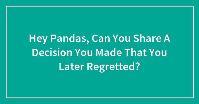 Hey Pandas, Can You Share A Decision You Made That You Later Regretted? (Closed)