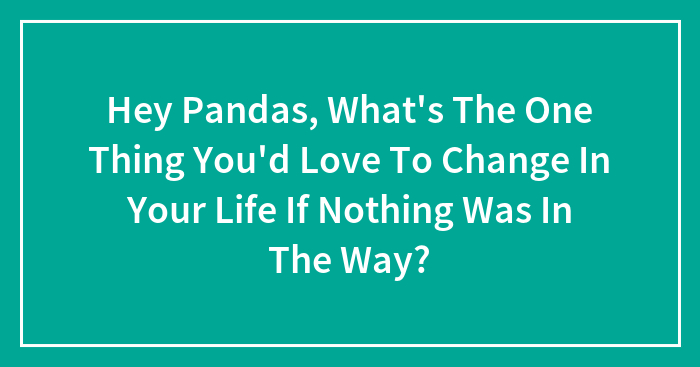 Hey Pandas, What’s The One Thing You’d Love To Change In Your Life If Nothing Was In The Way? (Closed)