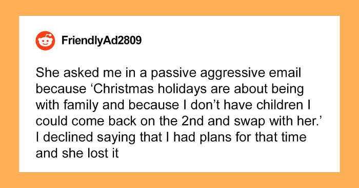 Employee Is Called Inconsiderate For Refusing To Give Their Days Off To A Colleague Who Has Kids