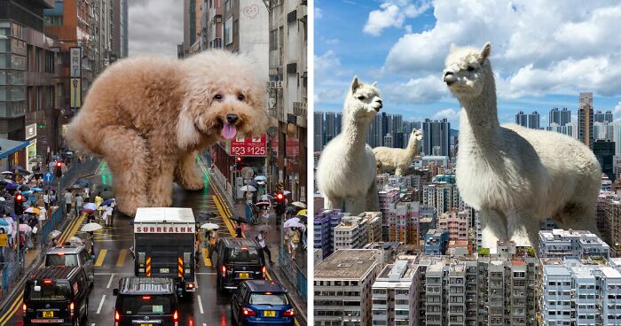 This Artist Reimagined Hong Kong With Giant Animal Residents In His Surreal Depictions (30 Pics)