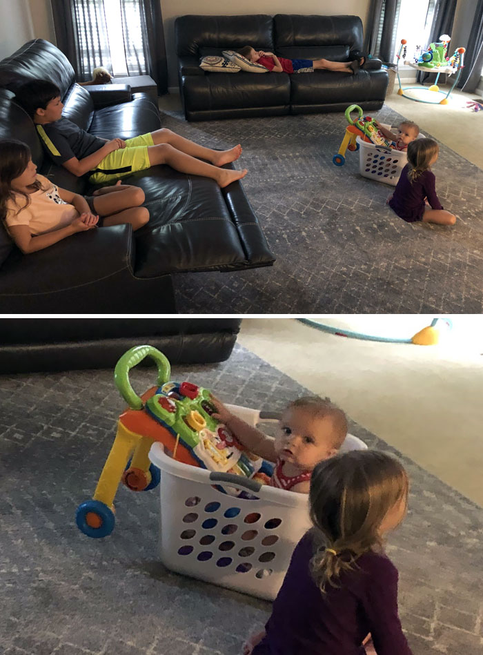 Told The Older Ones To Watch The Baby And Don't Let Her Get In Trouble