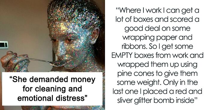 Person Asks If They Were Wrong To Put A Glitter Bomb In A Decorative Gift That Was Stolen