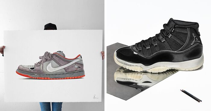 30 Hyper-Realistic Drawings Of Sneakers That Might Make You Think They're Photos