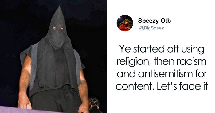 “He’s So Ignorant”: People Outraged As Kanye West Wears Black KKK Hood During Performance