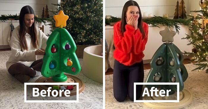 “Neutralize The Tree”: Mom Spray-Paints Over Toddler’s Colorful Christmas Tree, Turning It Lifeless