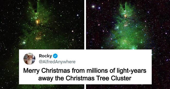 A “Cosmic Christmas Tree” Formed By Cluster Of Young Stars Found 2,500 Light-Years Away