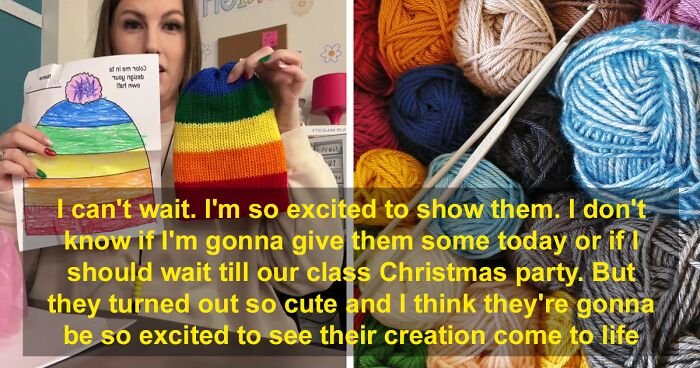 Teacher’s Mom Knits 22 Hats According To Students’ Drawings As A Christmas Present