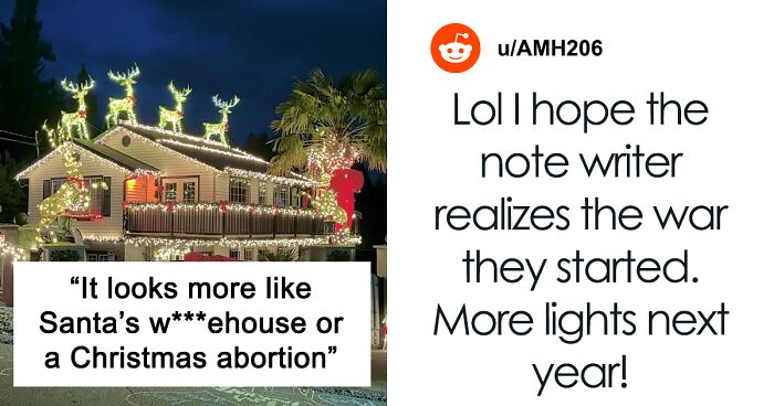 Rude Neighbor Attacks Another Neighbor For Their Big Christmas Decorations, Leaves A Crude Note