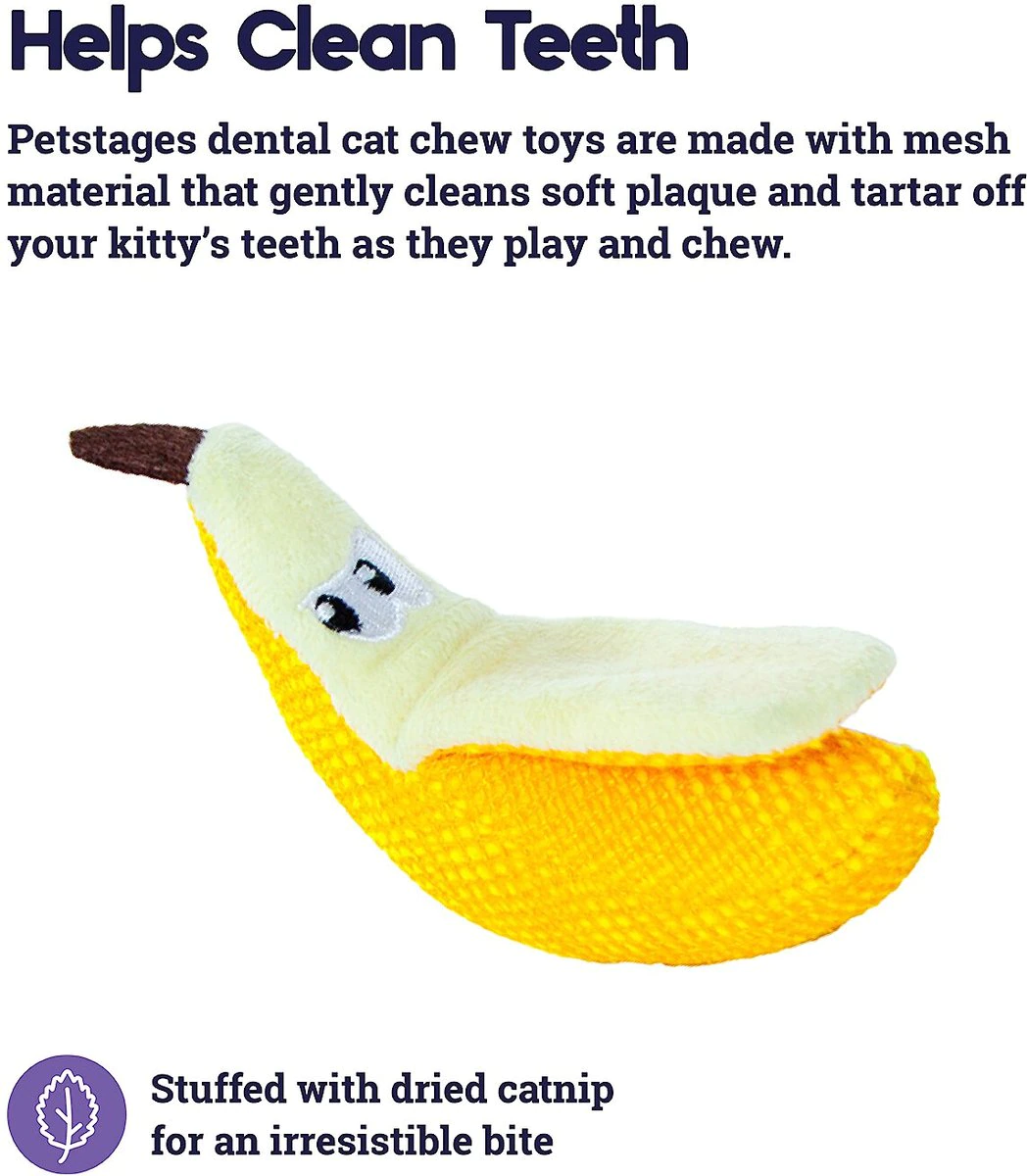 Petstages Catstages Dental Banana Catnip Cat Chew Toy