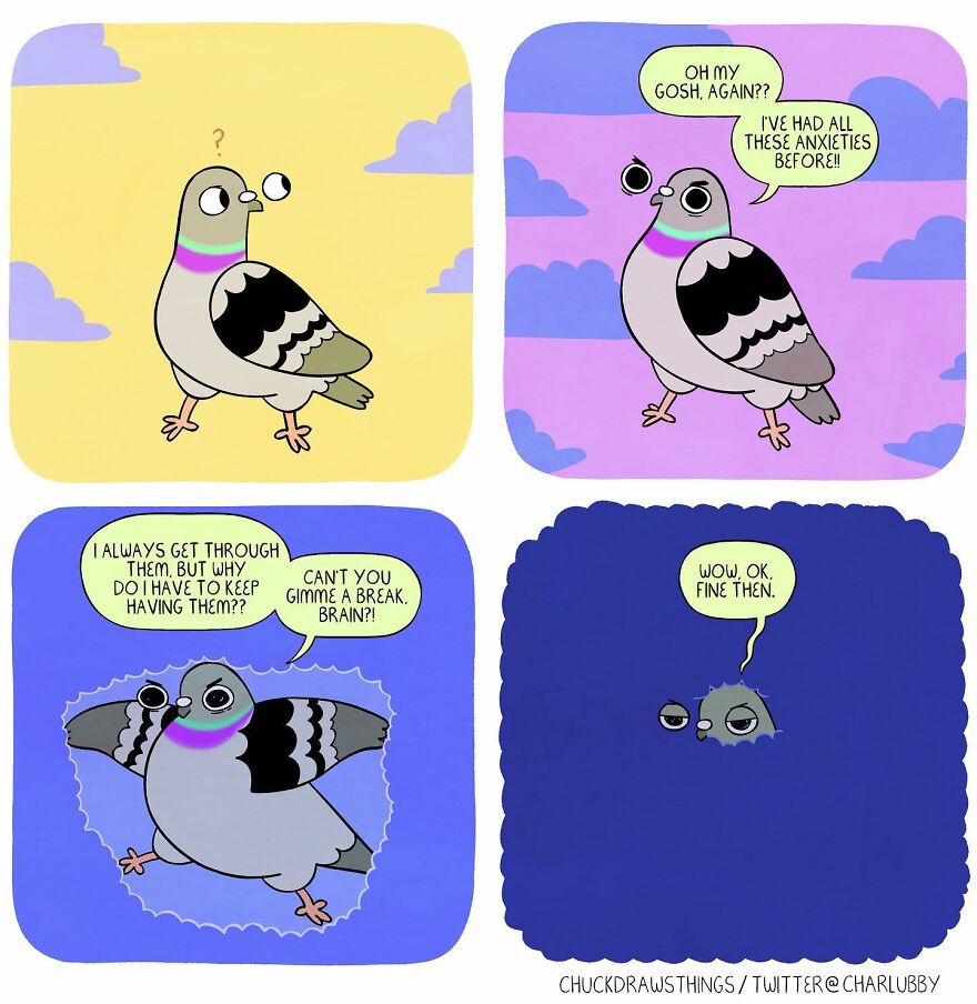 This Artist Creates Comics About Mental Illness Using Pigeons (New Pics)