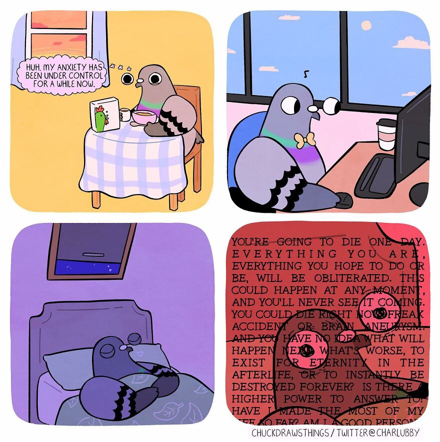 This Artist Creates Comics About Mental Illness Using Pigeons (New Pics)