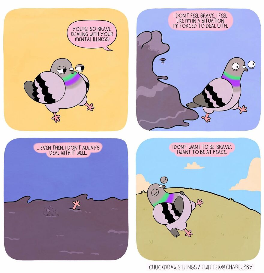 This Artist Creates Comics About Mental Illness Using Pigeons (New Pics)