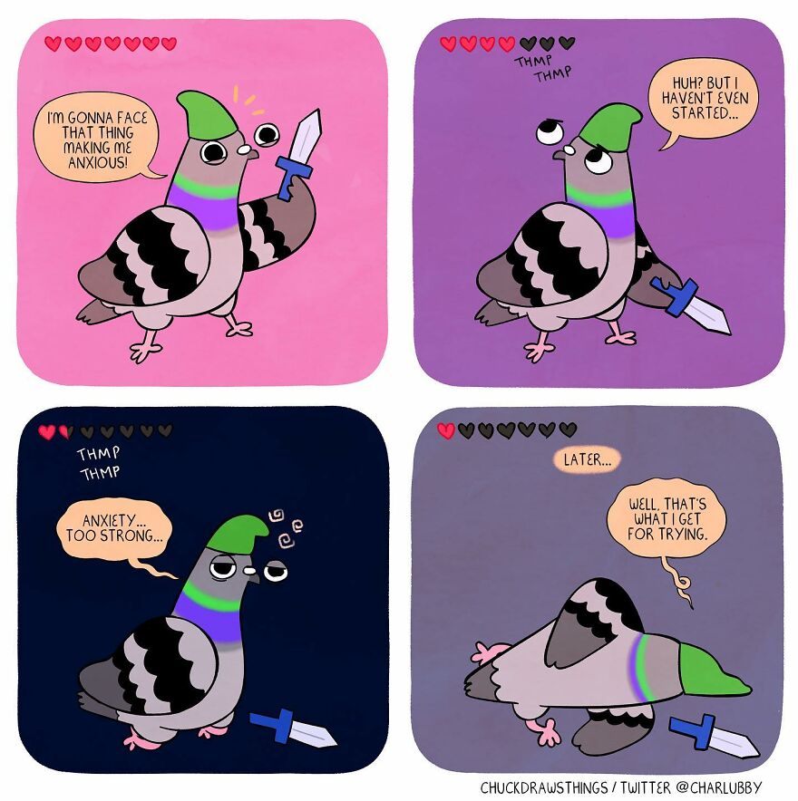 This Artist Creates Comics About Mental Illness Using Pigeons (New Pics)