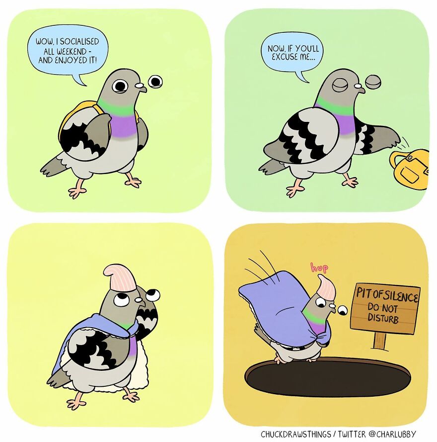 This Artist Creates Comics About Mental Illness Using Pigeons (New Pics)