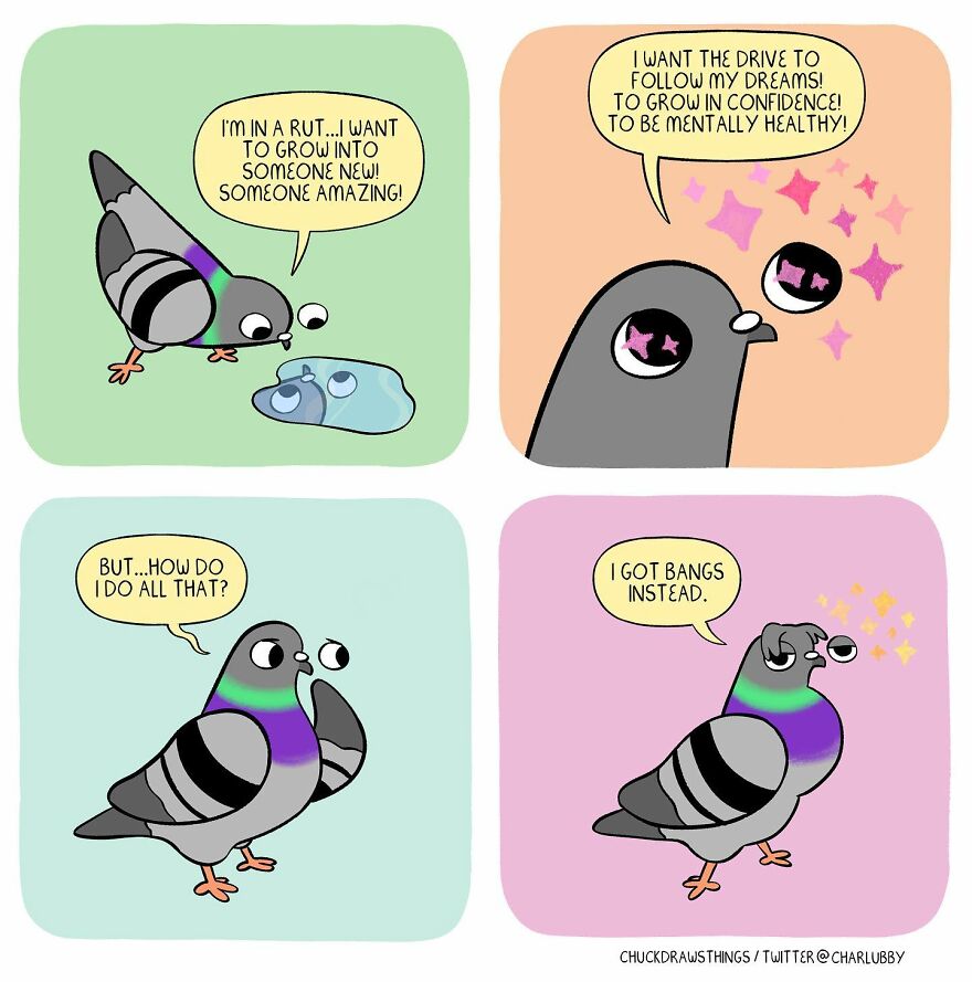 This Artist Creates Comics About Mental Illness Using Pigeons (New Pics)