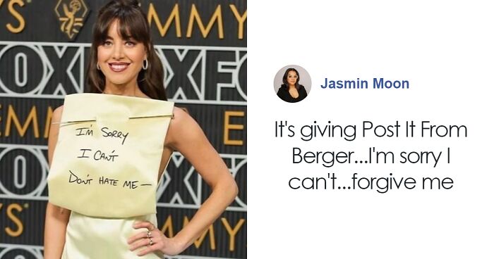 Emmy Nominee Aubrey Plaza Shares Hilarious Memes Of Her “Post-It” Gown From Fans