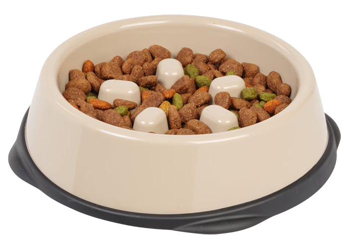 IRIS USA Non-Slip Rubber Slow Feeder with Raised Bumps Dog Bowl