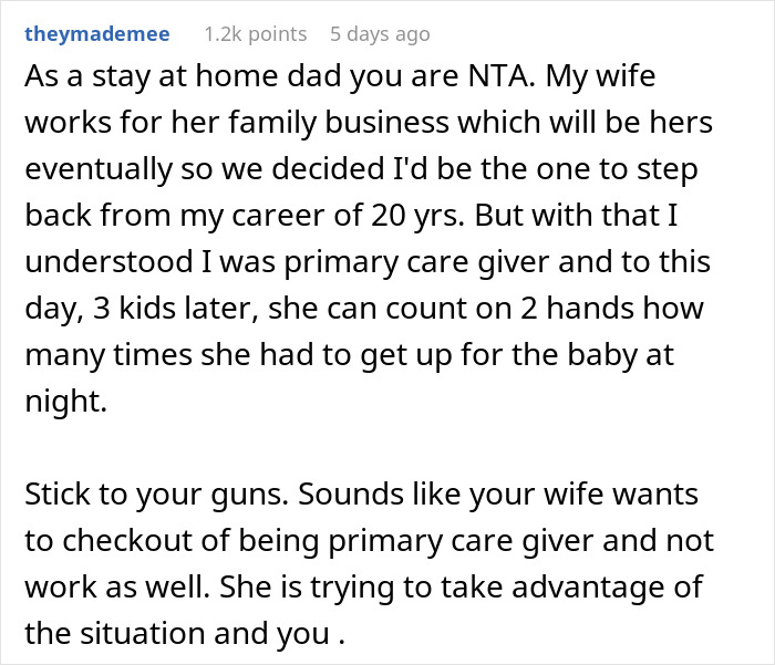 Man Tells Wife Not To Complain About Her Stay-At-Home Mom Responsibilities As She Wanted That