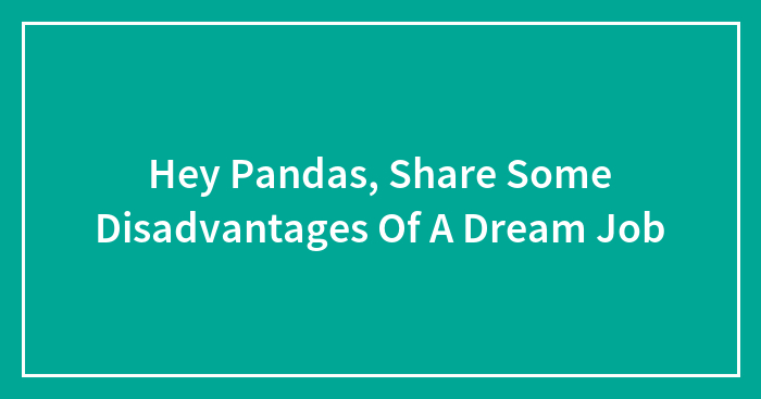 Hey Pandas, Share Some Disadvantages Of A Dream Job (Closed)