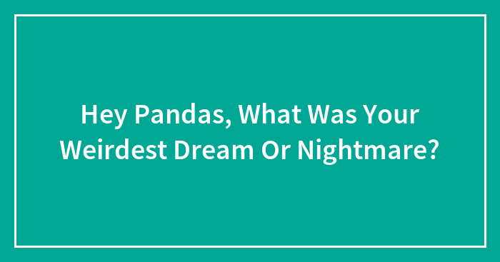 Hey Pandas, What Was Your Weirdest Dream Or Nightmare?